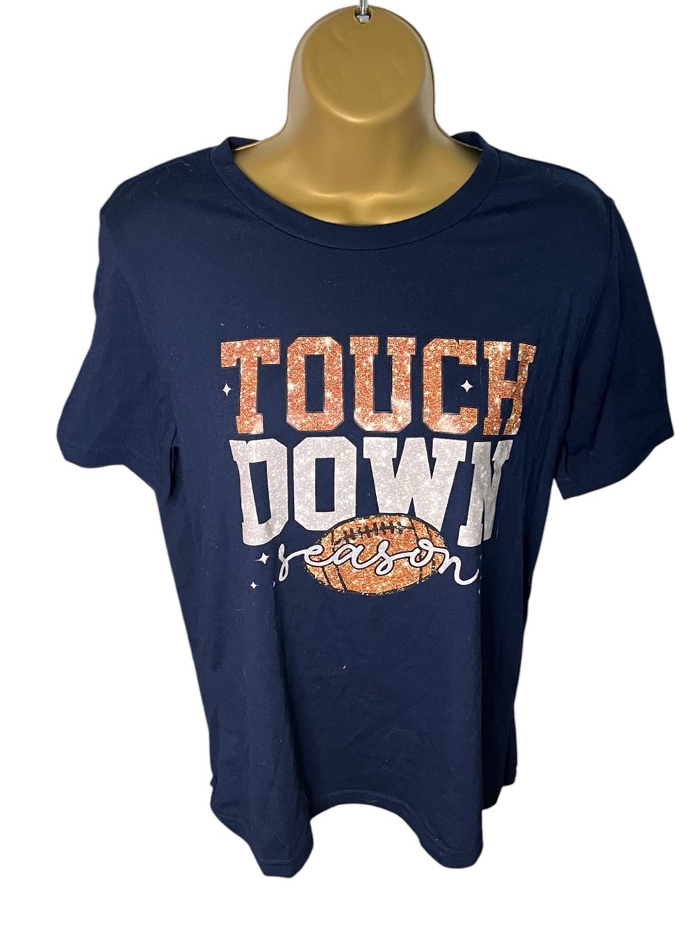 Shein Touchdown Season Football Graphic T-Shirt Short Sleeve Navy M